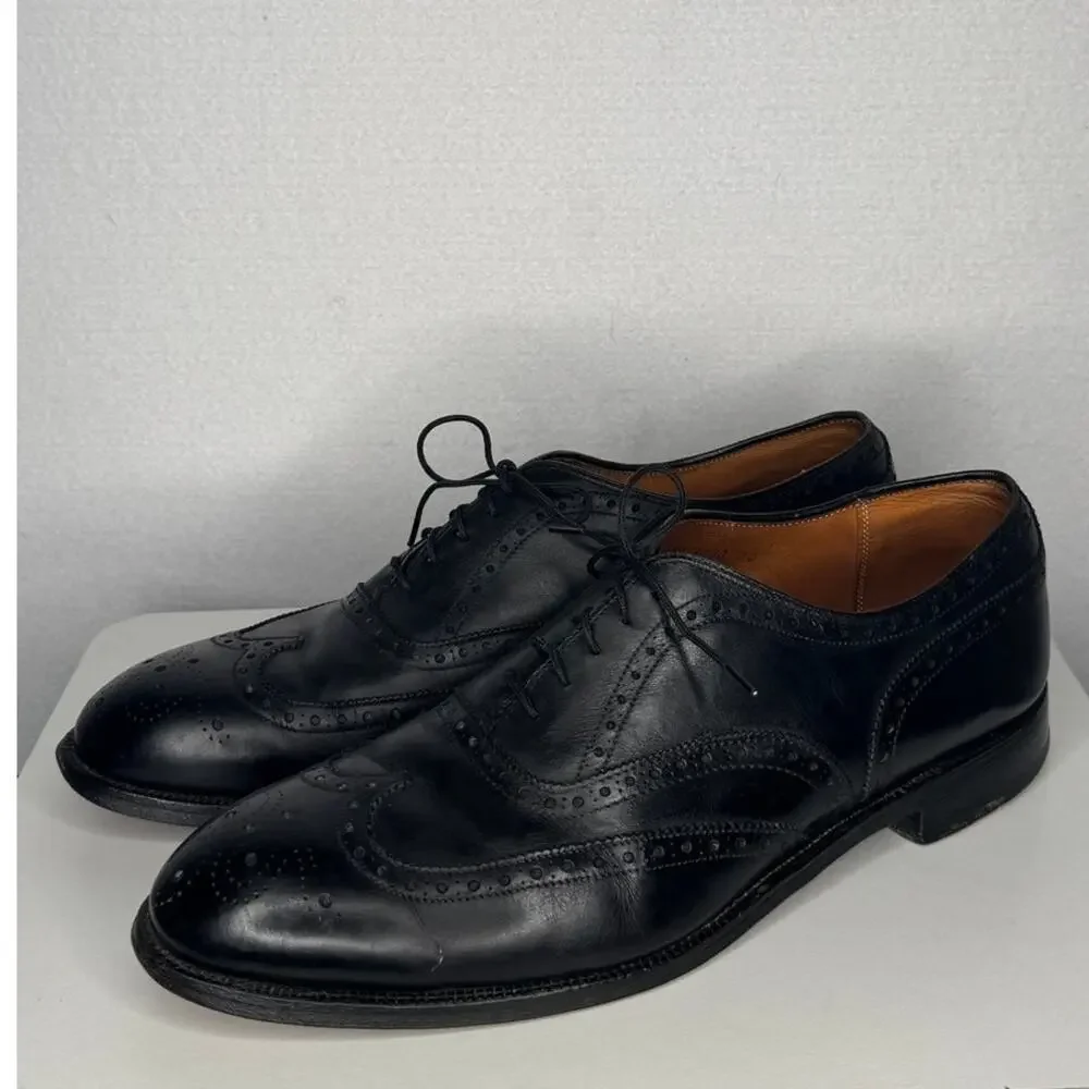 Alden England Black Leather Wingtip Brogue Shoes 12D Vintage